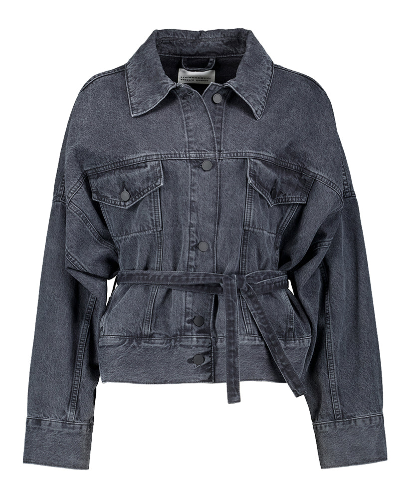 Grijze oversized jeans jacket Liviana Conti