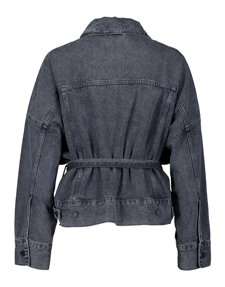 Grijze oversized jeans jacket Liviana Conti