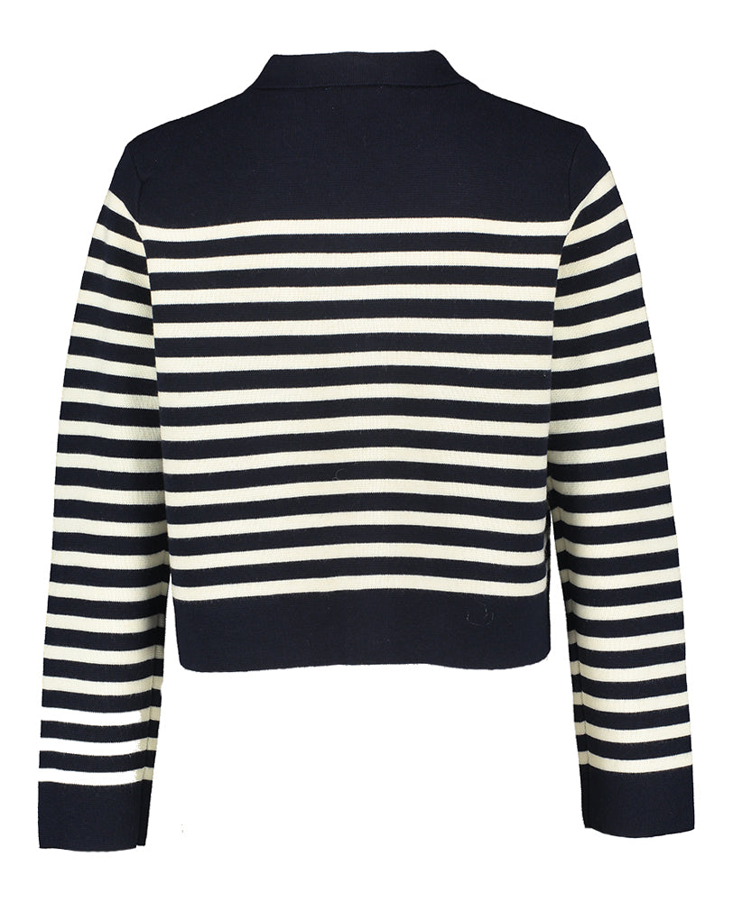 Gilet bleu à rayures écrues Pam Grace & Mila