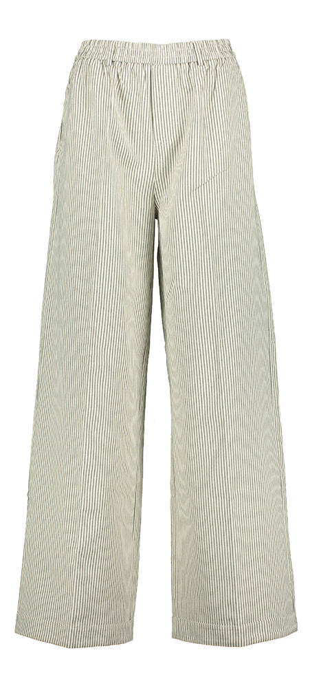Pantalon large écru à rayures grises et élastique Patine Grace & Mila