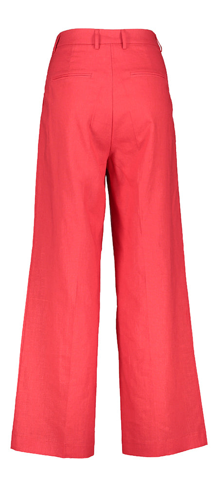 Pantalon large en lin rouge à plis Phil Grace & Mila