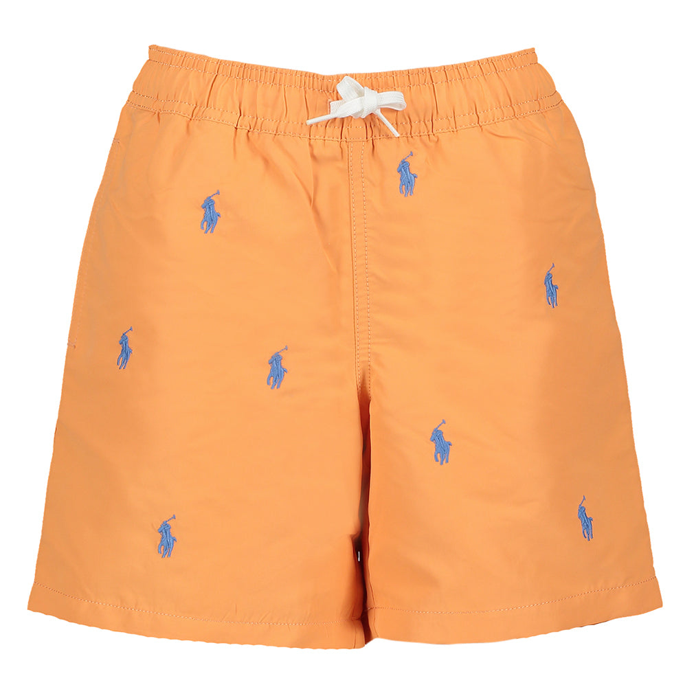 Oranje zwemshort met blauw merklogo Ralph Lauren