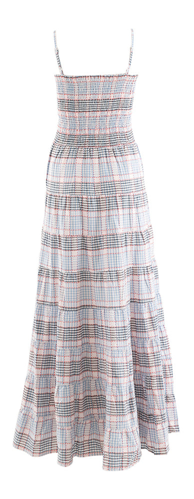 Robe à carreaux Dalel Frnch avec smocks en haut