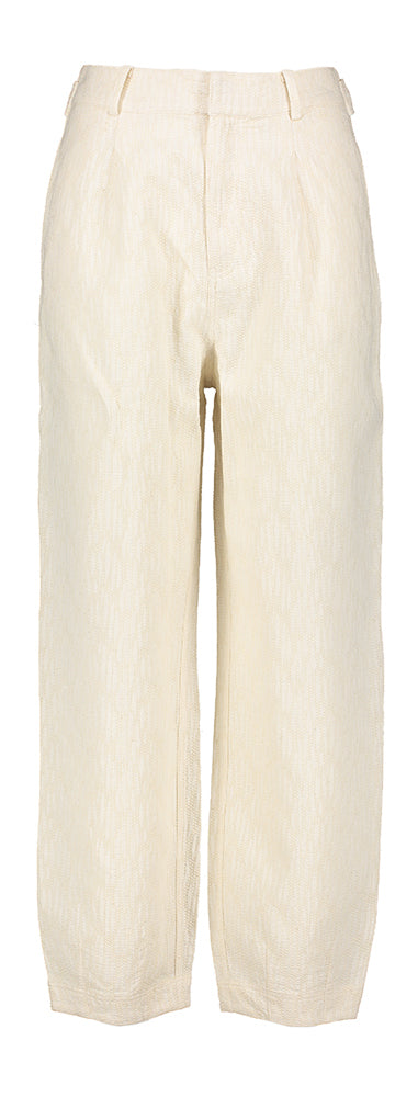 Ecru kleurige broek in structuur Pepita FRNCH