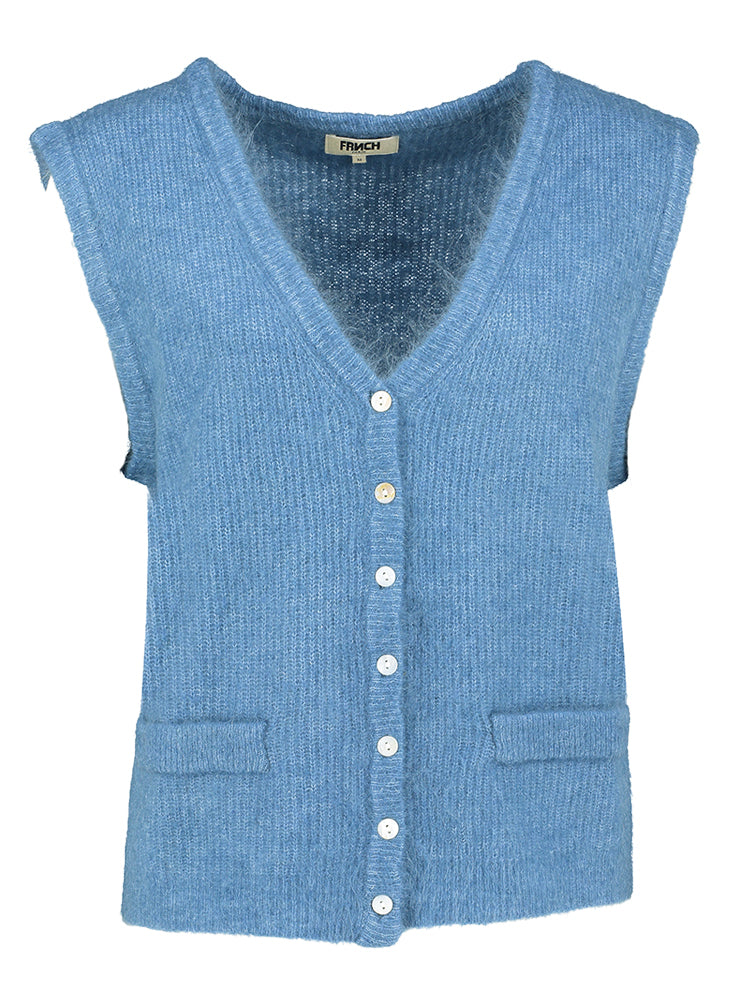 Gilet sans manches bleu cobalt à boutons Meliza FRNCH