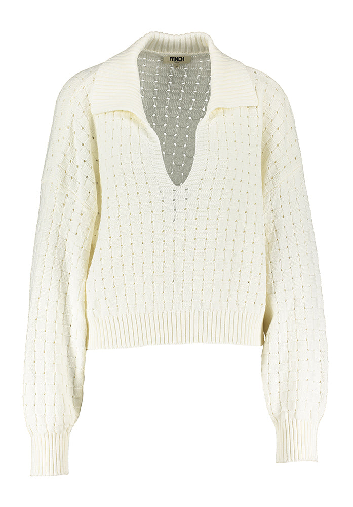 Pull écru à trous Paulia Franch