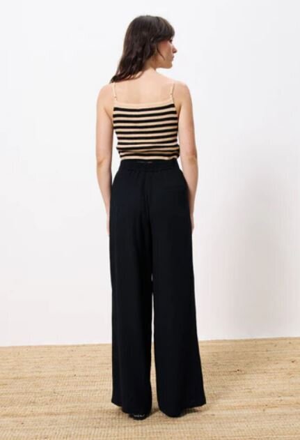 Beige zwart gestreepte top met fijne bandjes Ninette FRNCH