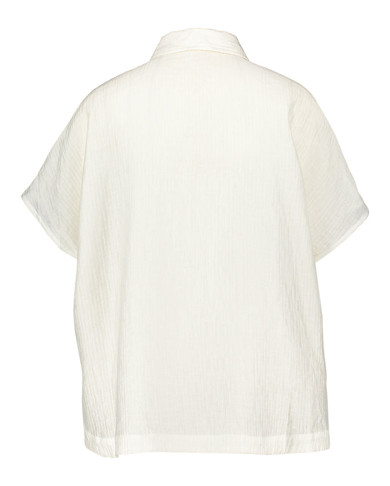 Witte oversized bloes in kreukstof Abiba FRNCH