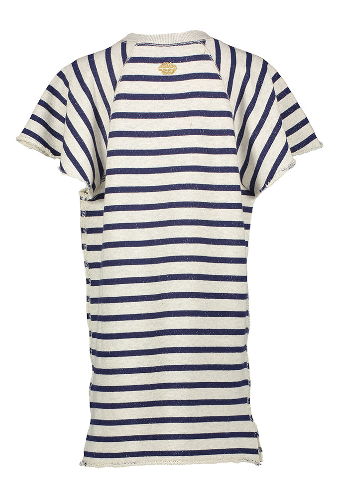 Blauw grijs gestreept oversized sweater jurk Bellerose