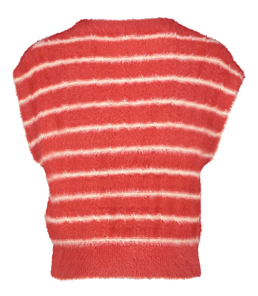 Rode fluffy debardeur met witte strepen Golo Bellerose