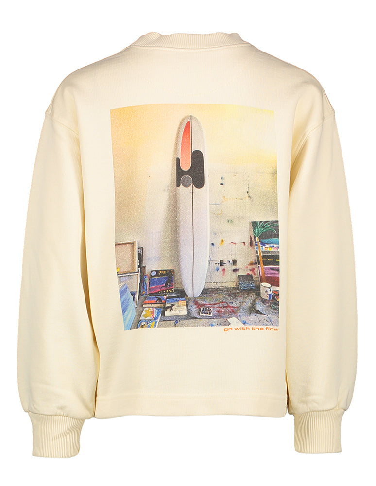 Ecru trui met print op de rug Bellerose