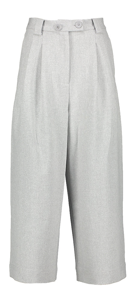 Lichtgrijze lange wijde broek met knopen Stella Nova