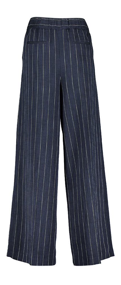 Donkerblauwe wijde broek met krijtstreep Bellerose
