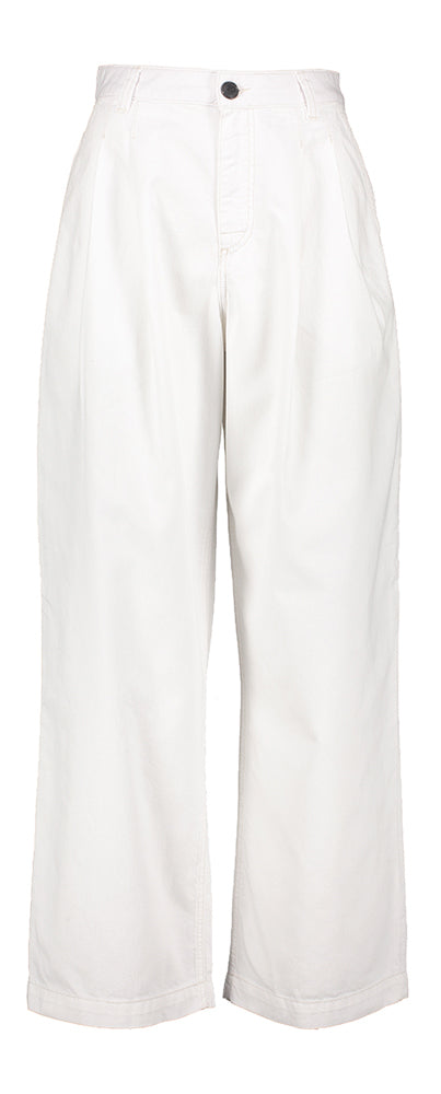 Witte wijde jeansbroek met bandplooi Pristine Bellerose