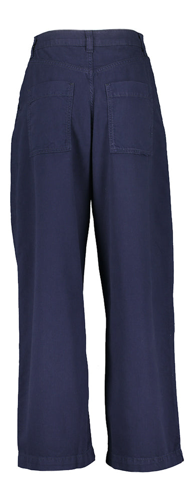 Donkeblauwe wijde jeansbroek met bandplooi Pristine Bellerose