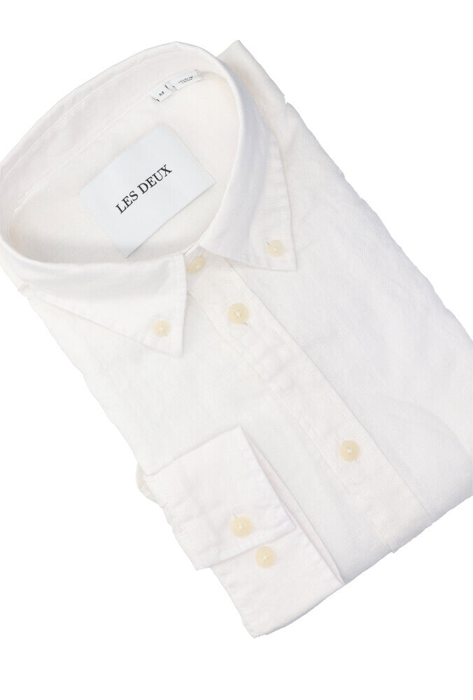 Chemise en lin blanc (coupe classique) à manches longues Les Deux
