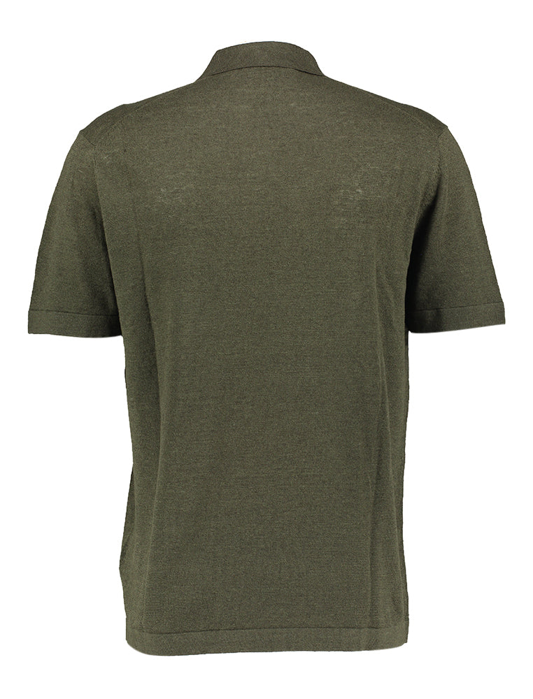 Polo en lin vert kaki Les Deux
