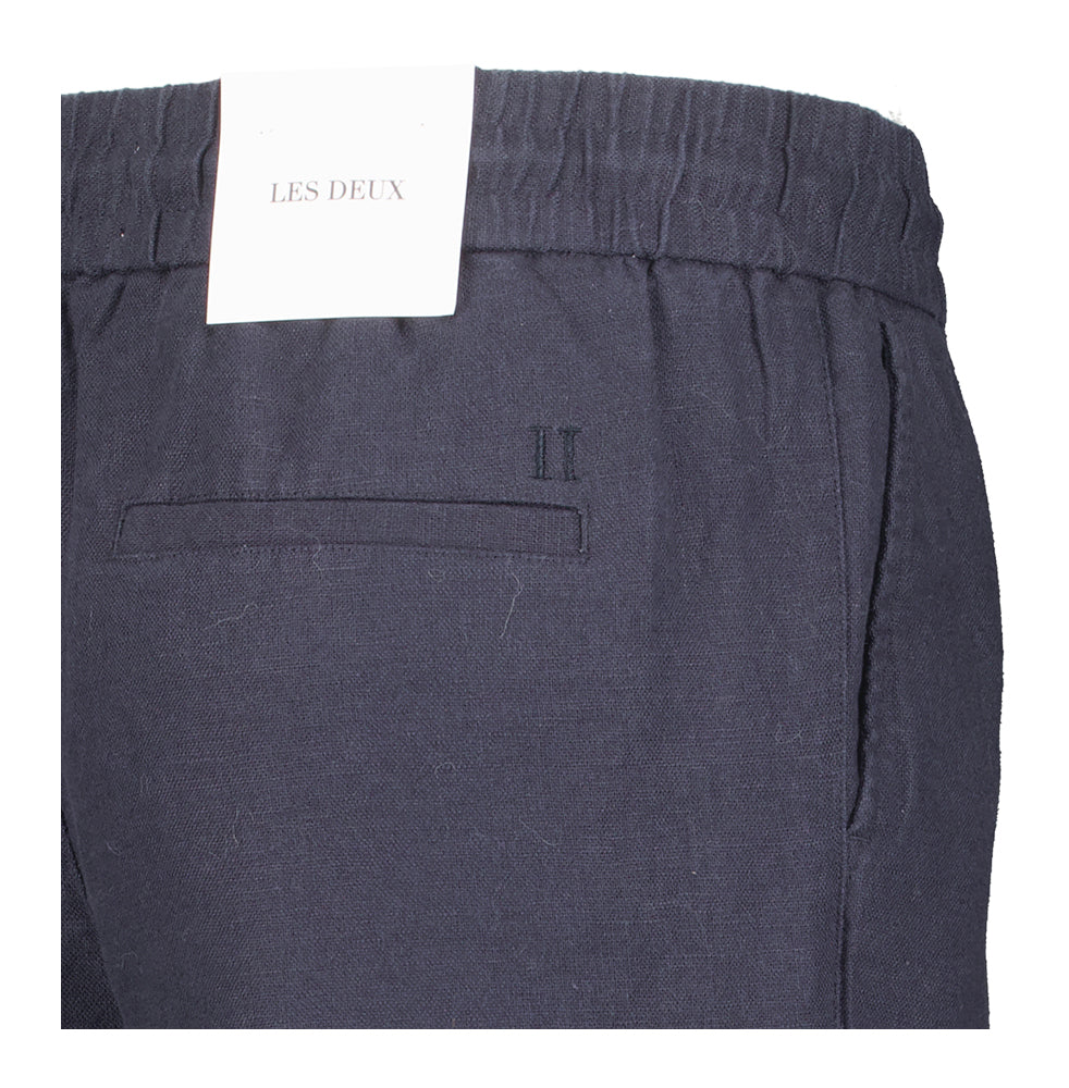 Donkerblauwe linnen broek met elastiek Les Deux