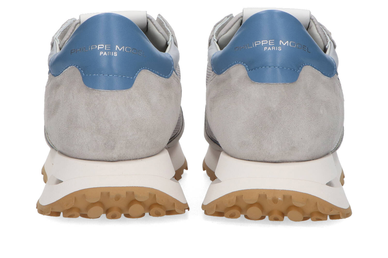 Baskets basses grises avec détails bleu clair, modèle Tklu Philippe