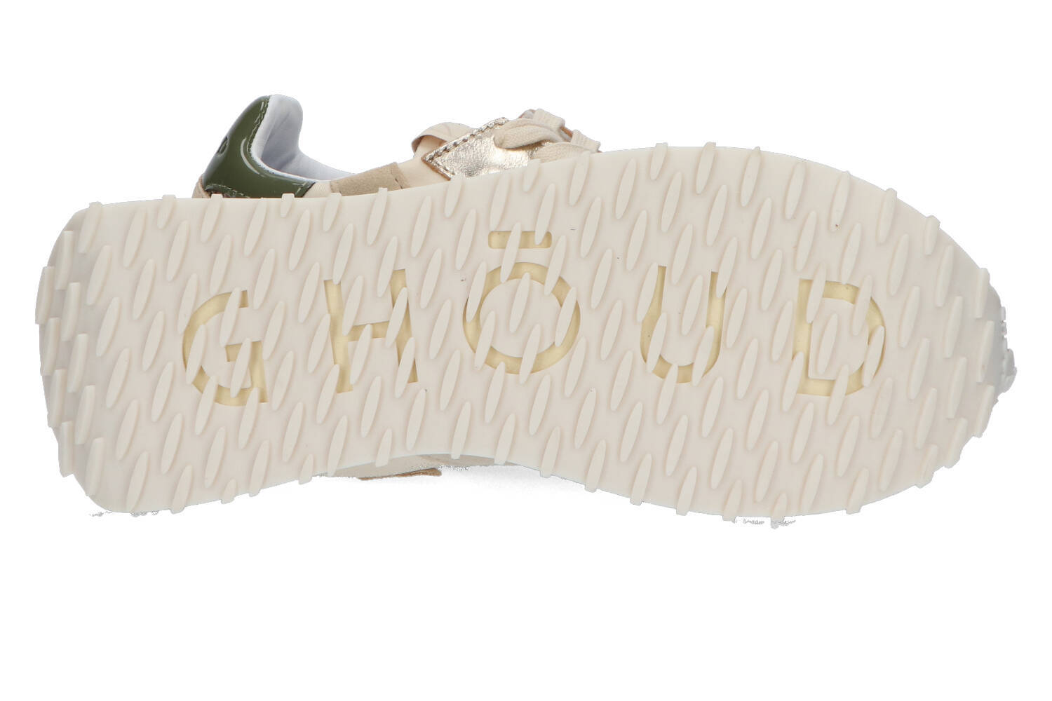 Multicolor lage sneakers met goud en kaki accenten Ghoud