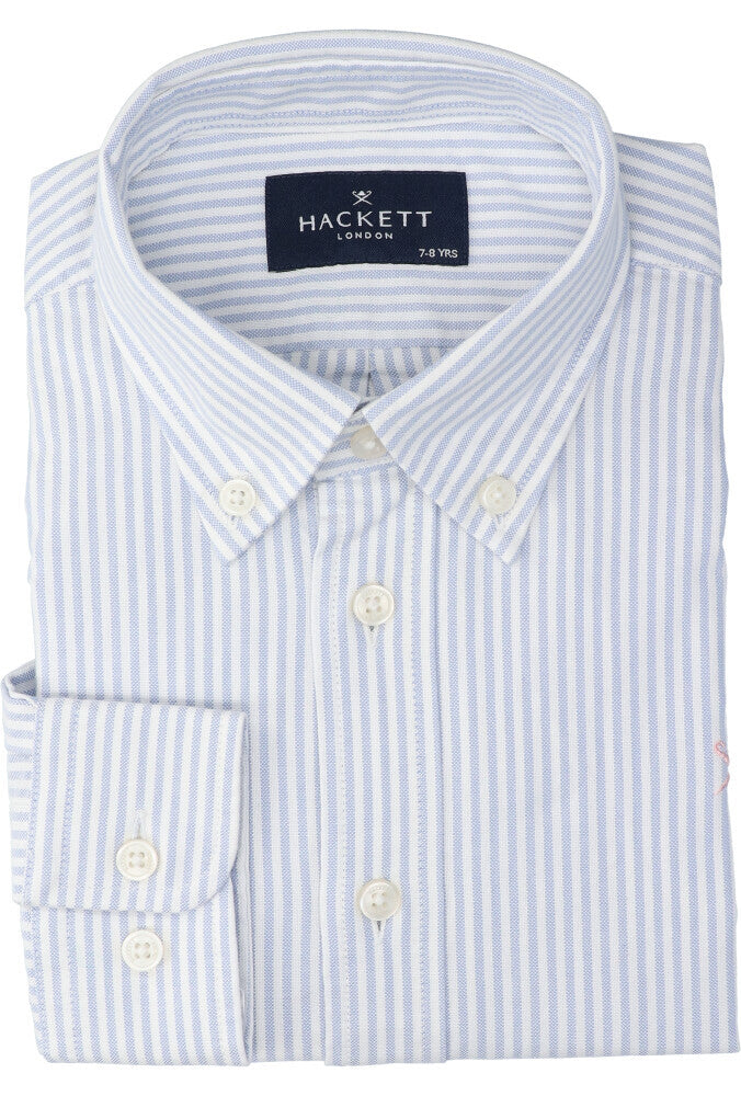 Wit katoenen hemd met blauwe strepen Hackett