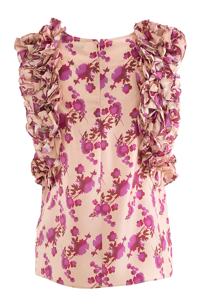 Oud roze mouwloze top met bloemenprint Hisconsin Essentiel
