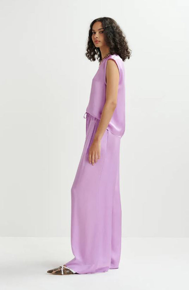 Pantalon violet Hollusk Essentiel à jambes larges