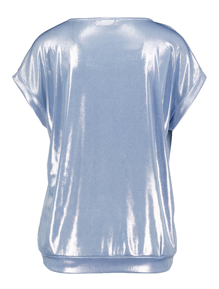 Lichtblauw glanzende t-shirt met korte mouwen Signe Nature