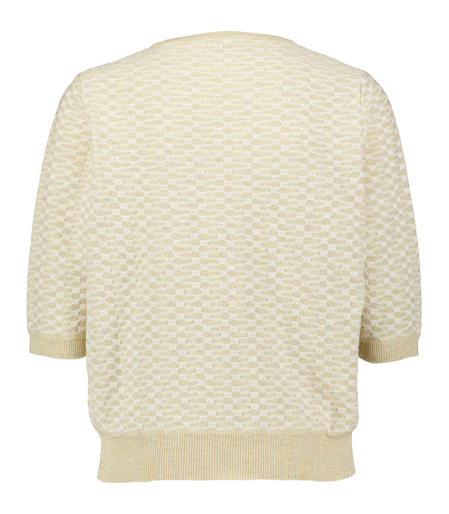 T-shirt beige à col en V Signe Nature