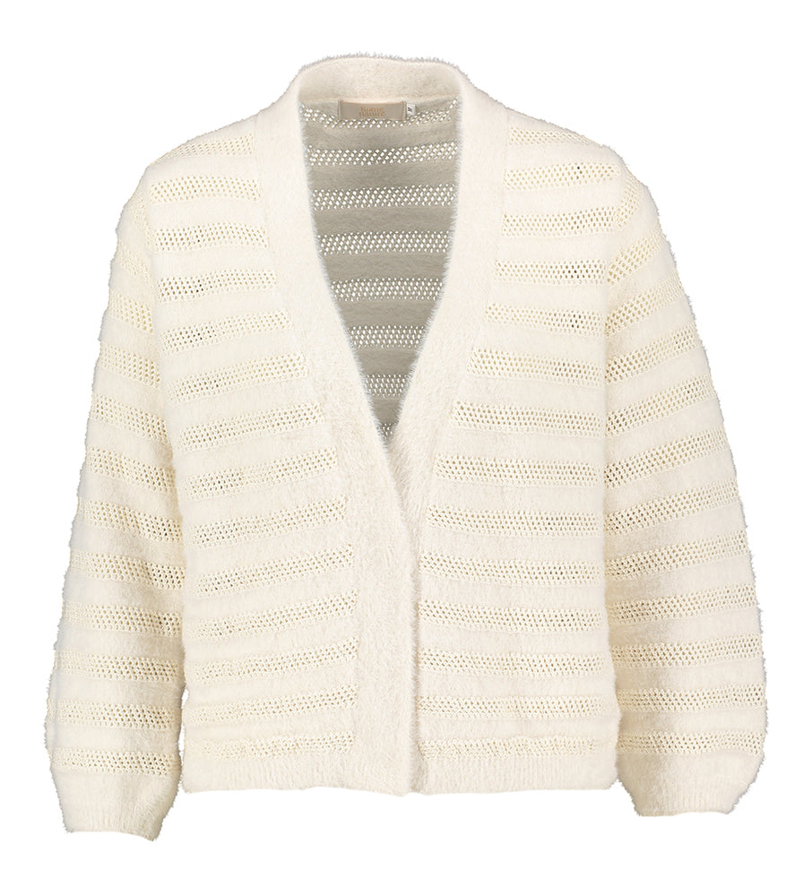 Ecru zachte gilet met gehaakte strepen Signe Nature