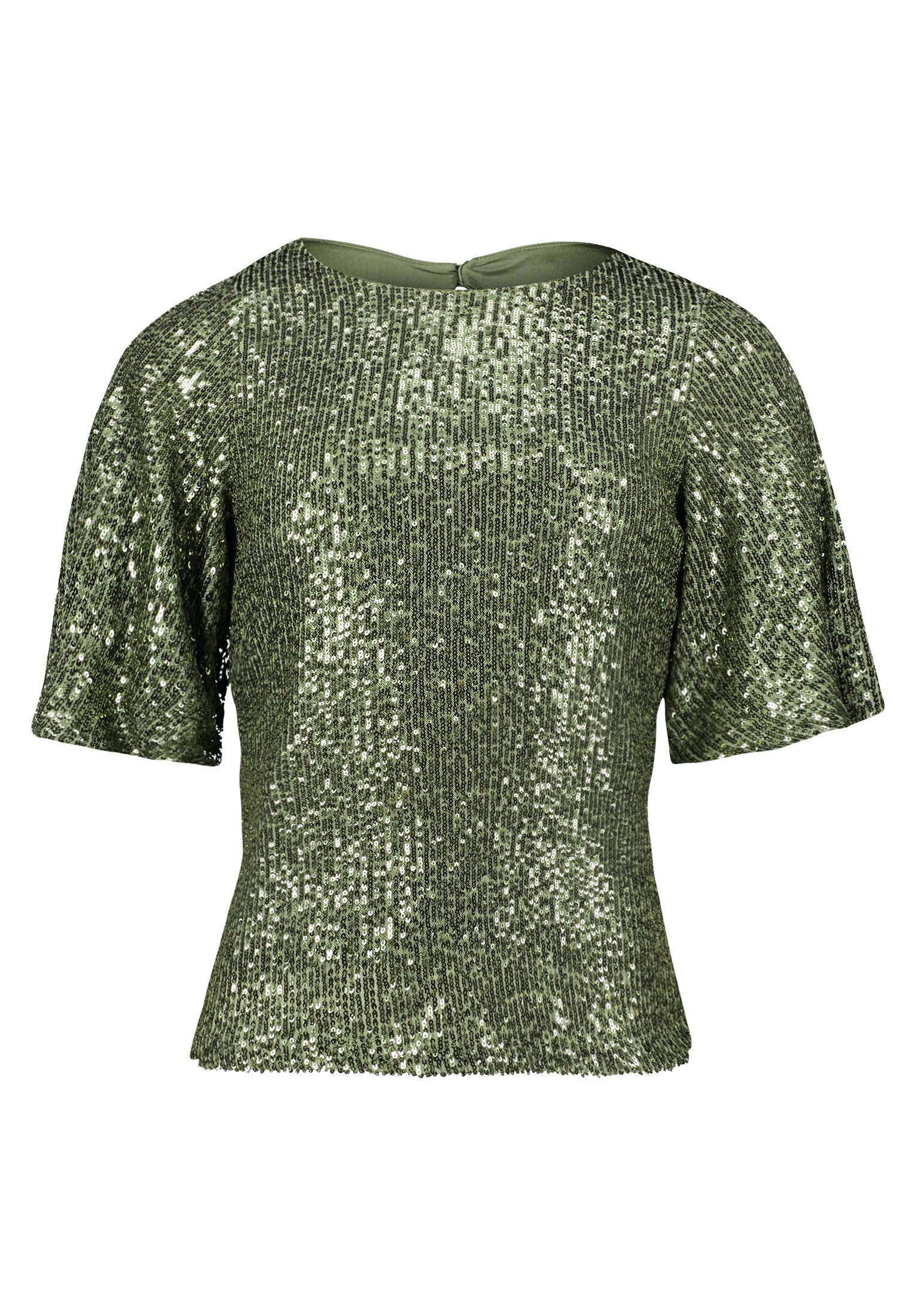 Groene t-shirt in pailletten met korte mouwen en ronde hals Vera Mont