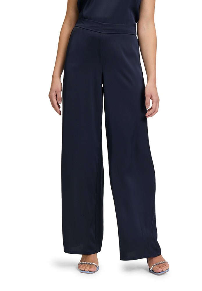 Pantalon ample bleu foncé brillant Vera Mont