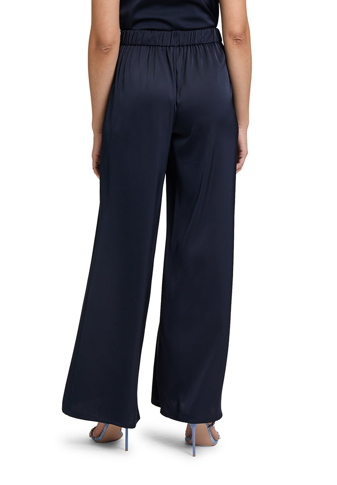 Pantalon ample bleu foncé brillant Vera Mont