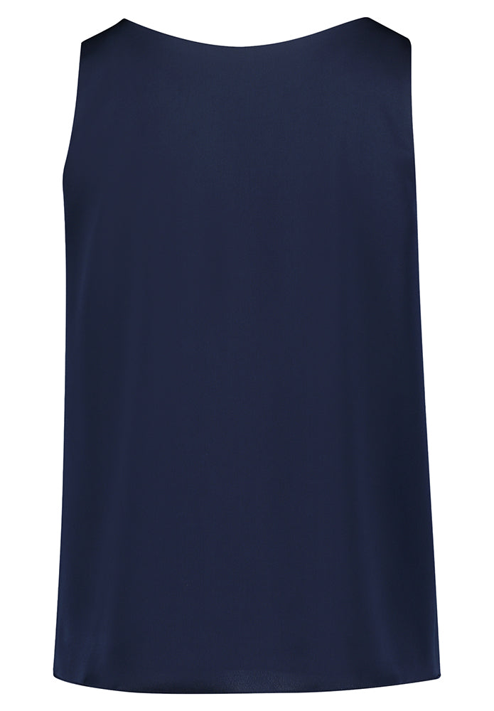 Haut bleu foncé brillant à col en V Vera Mont