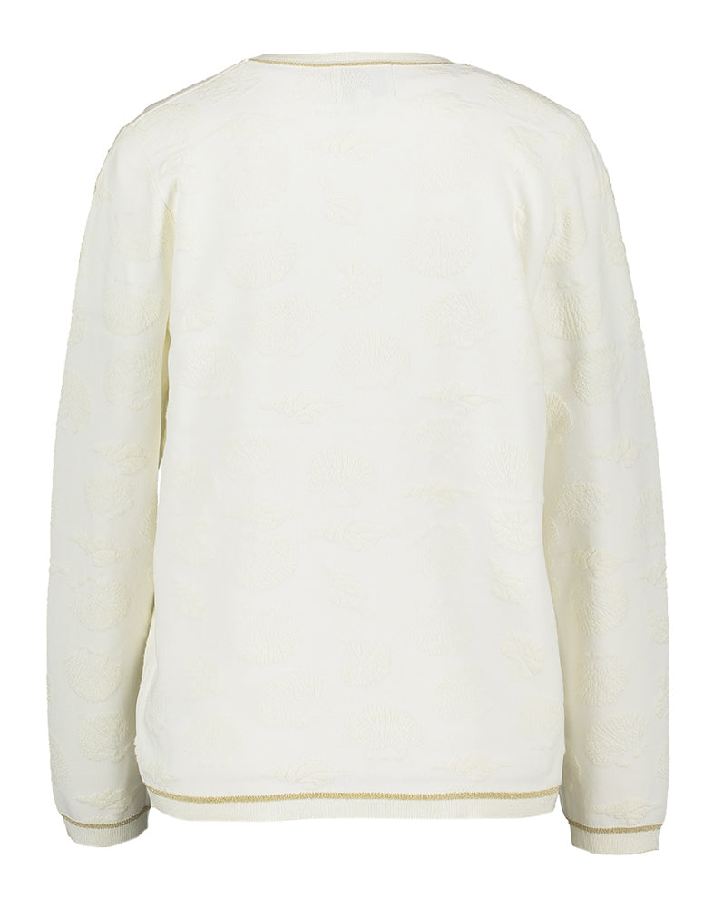 Ensemble twin-set écru à motif avec boutons décoratifs dorés Aet Leo & Ugo