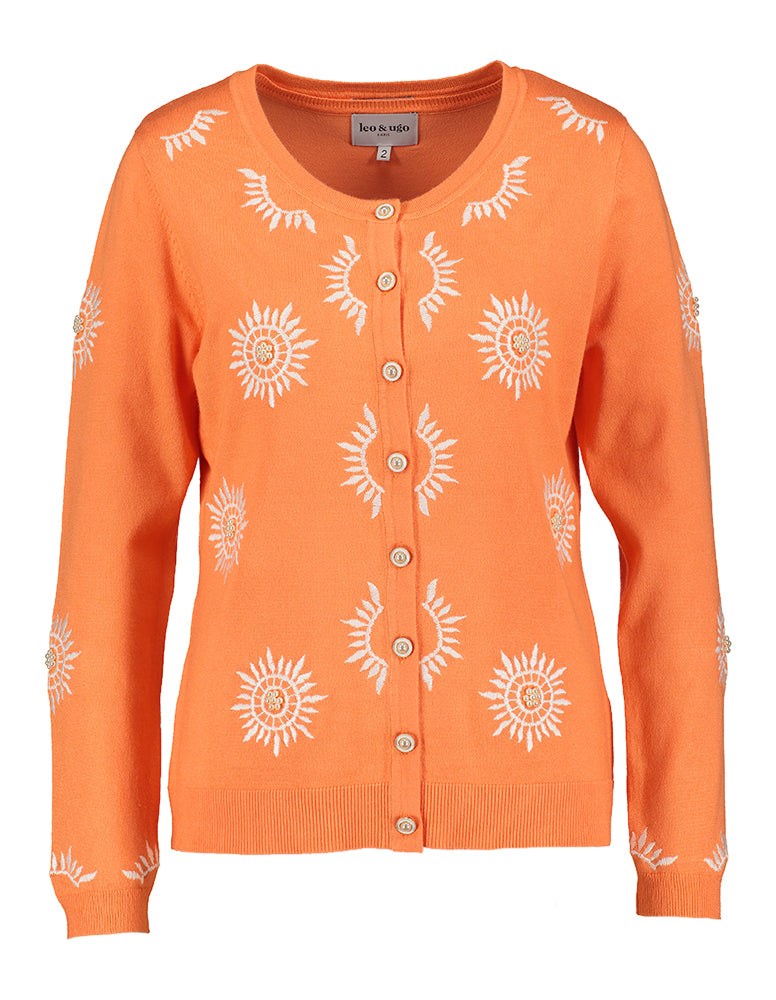 Ensemble orange à deux pièces avec imprimé blanc et perles Aet Leo & Ugo