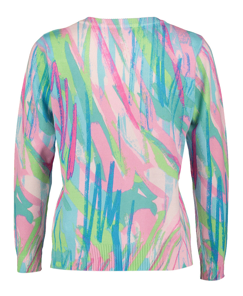 Multicolor pull met V-hals en lange mouwen Leo & Ugo