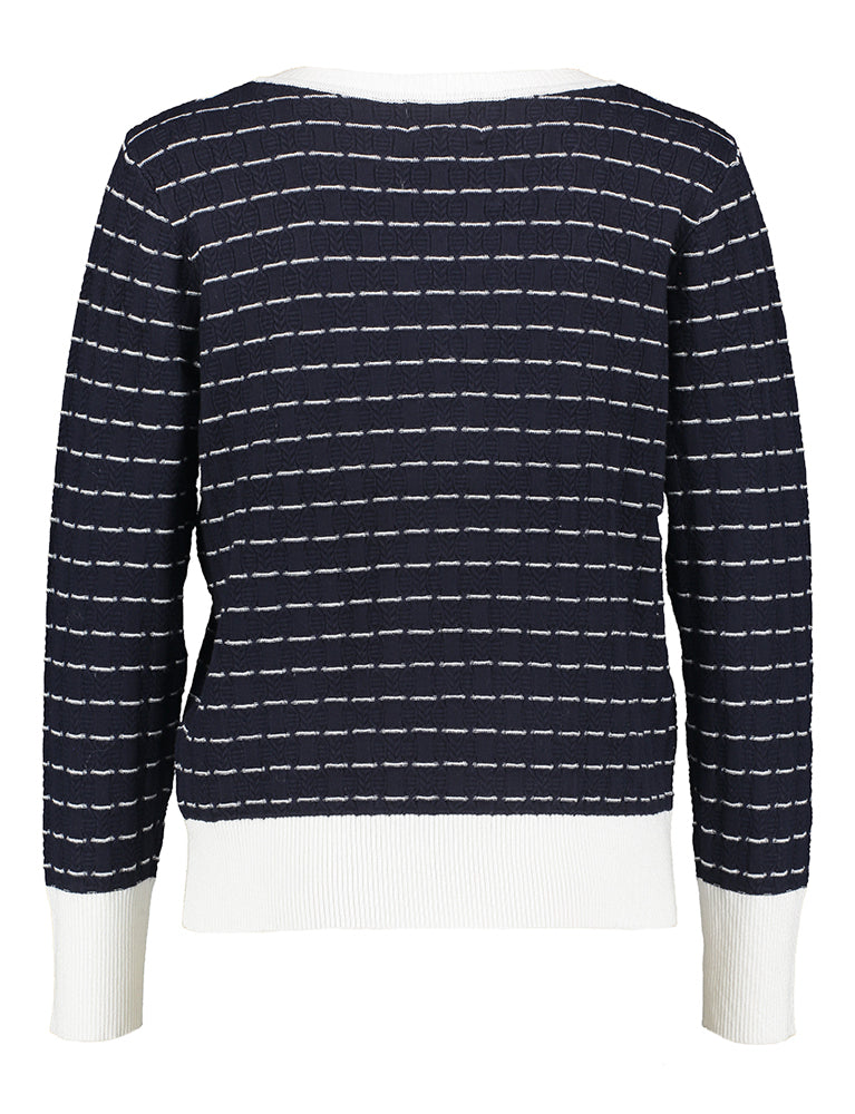 Blauw wit gestreepte pull met kabel Leo & Ugo