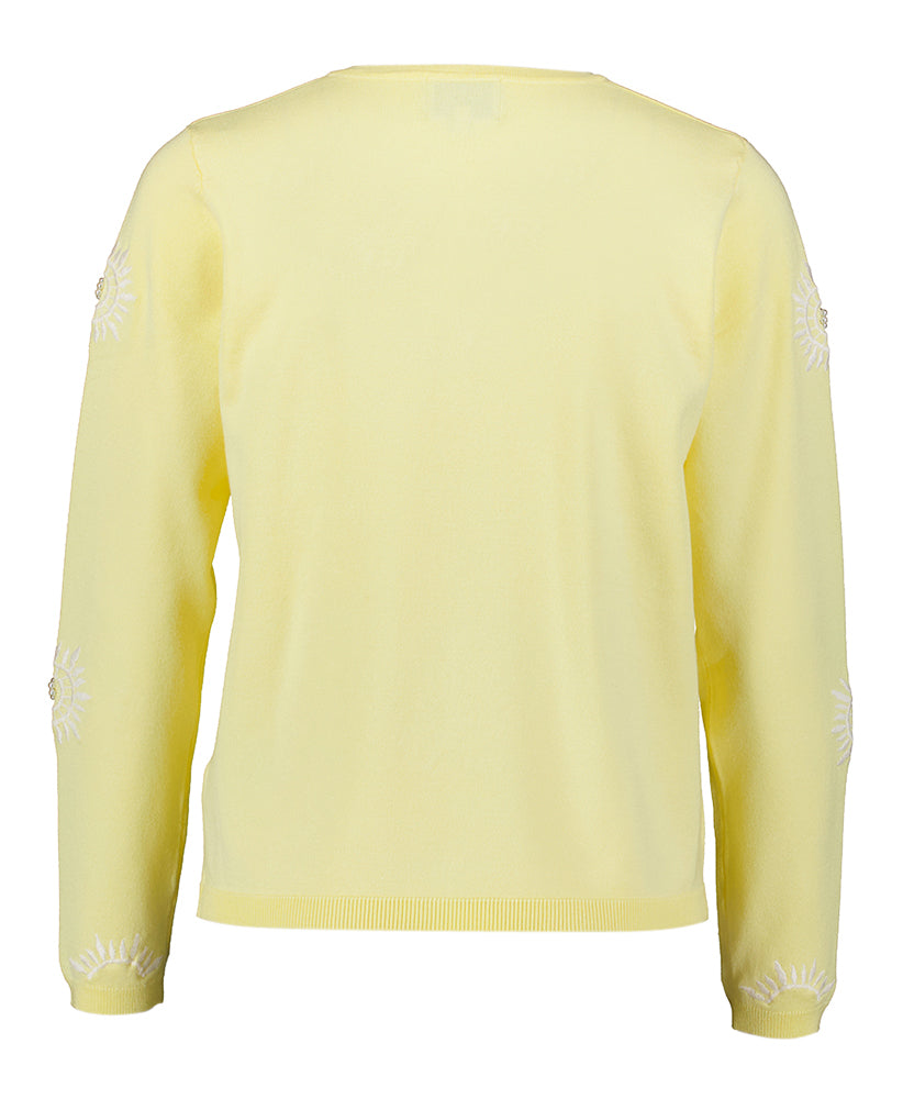 Gele pull met zon tekening en parel detail Leo & Ugo