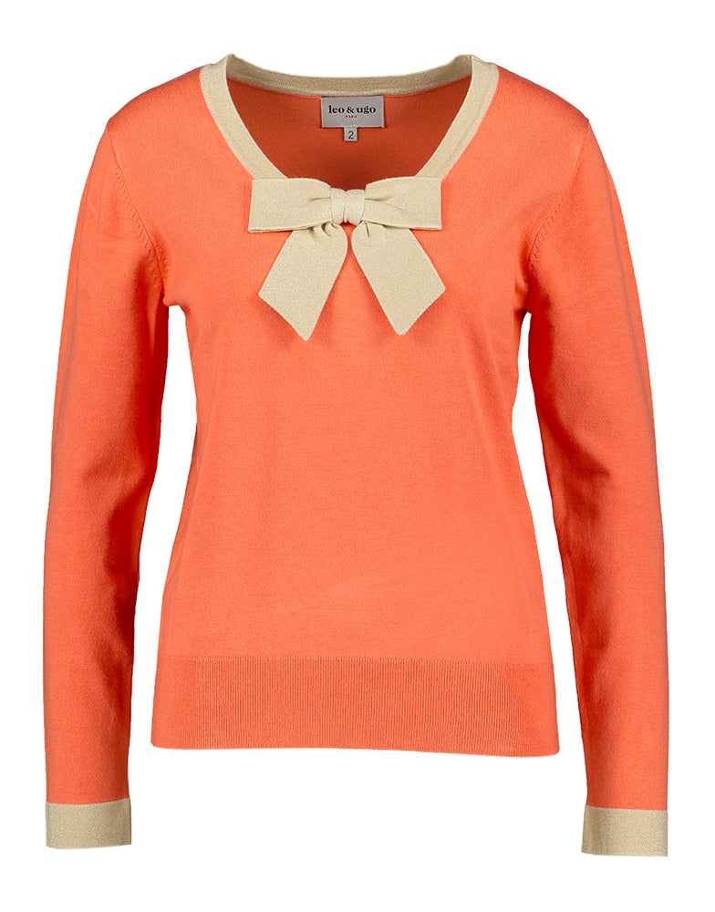 Pull orange avec nœud doré Leo & Ugo