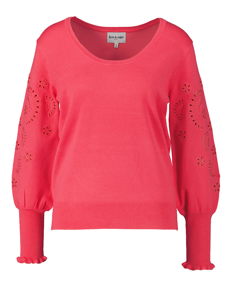 Fuchsia pull met ronde hals Leo & Ugo