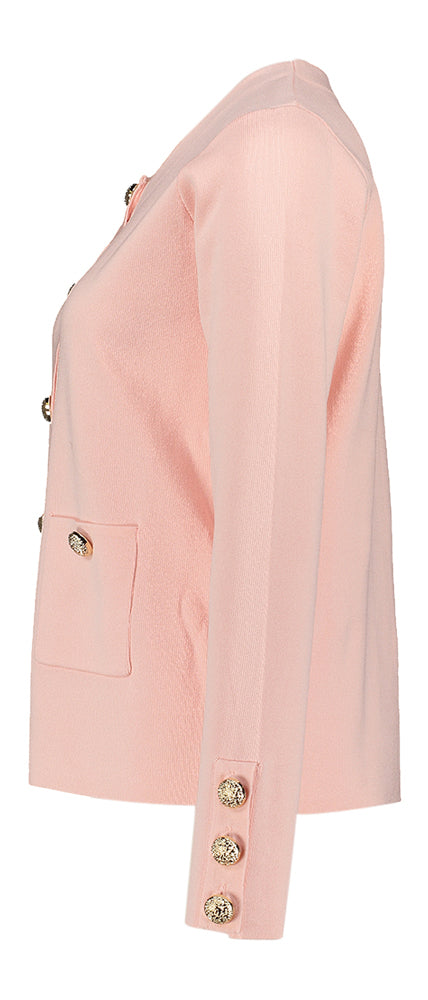 Roze gilet met goudkleurige detailknopen Ae Leo & Ugo