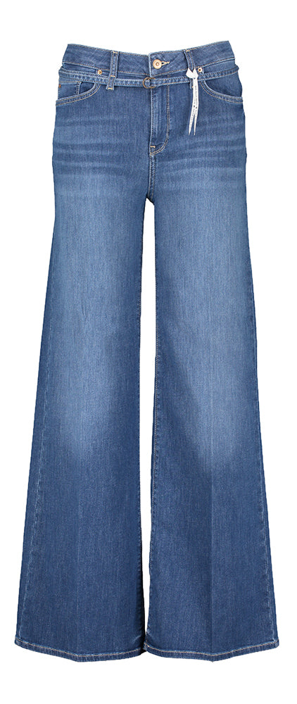 Donkerblauwe wide leg jeans met riem Sventy Belt Raphaello