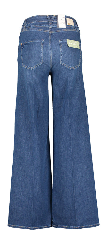 Donkerblauwe wide leg jeans met riem Sventy Belt Raphaello