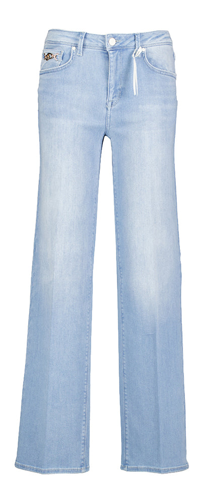 Licht blauwe wide leg jeans met hoge taille Kira Raffaello