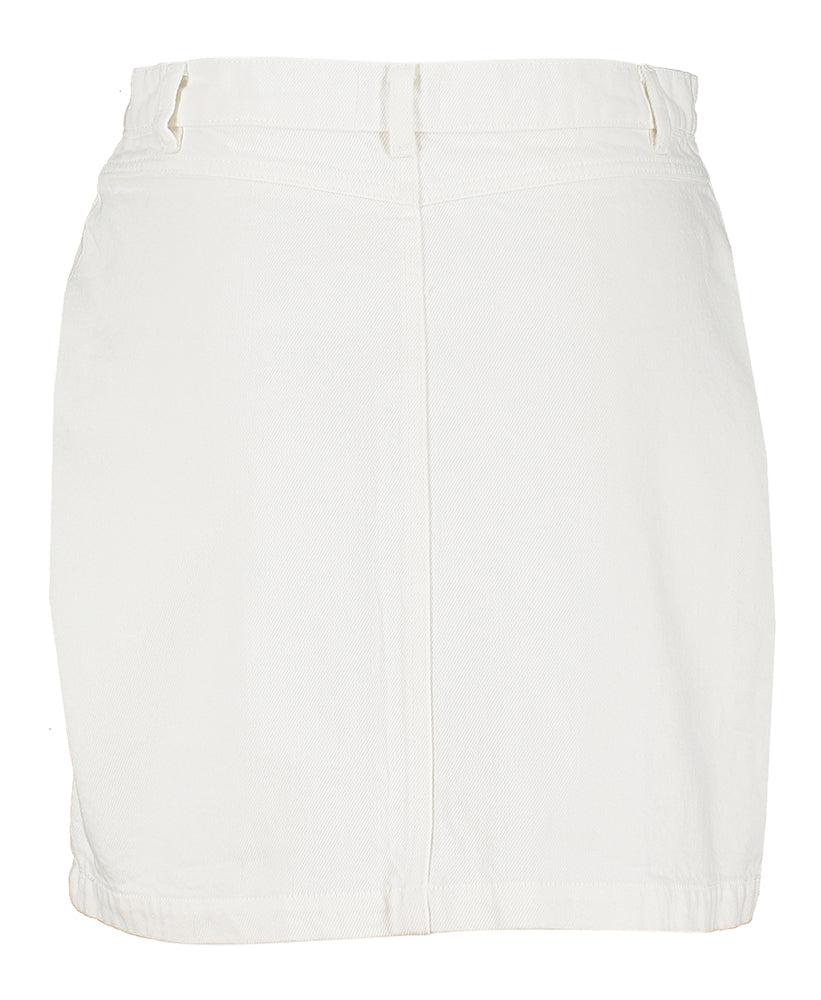 Jupe courte en jean blanc à boutons Samba Indee