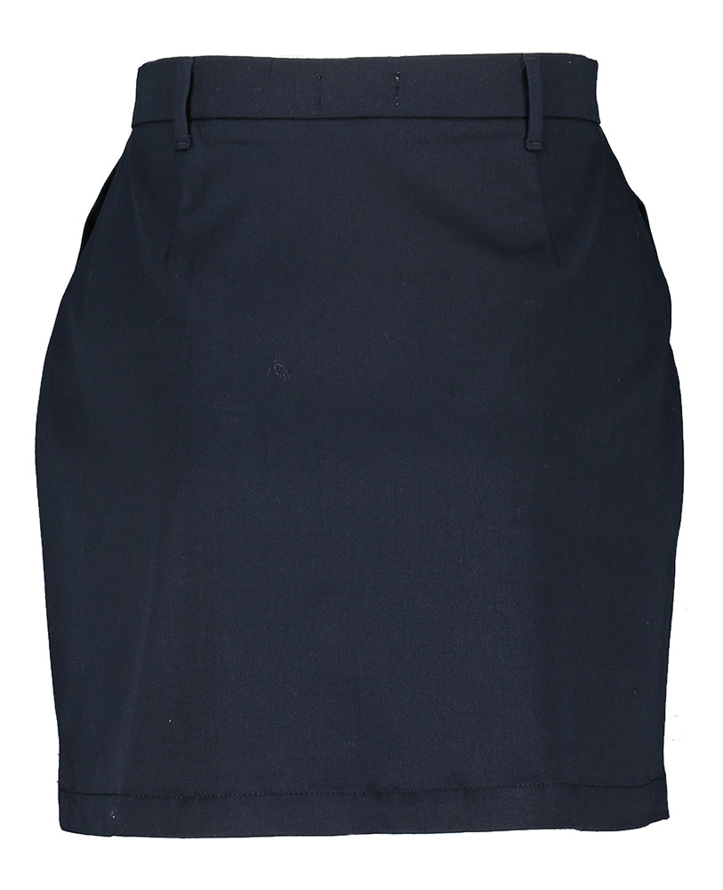 Donkerblauwe korte rok met bruine knopen Sunday Indee