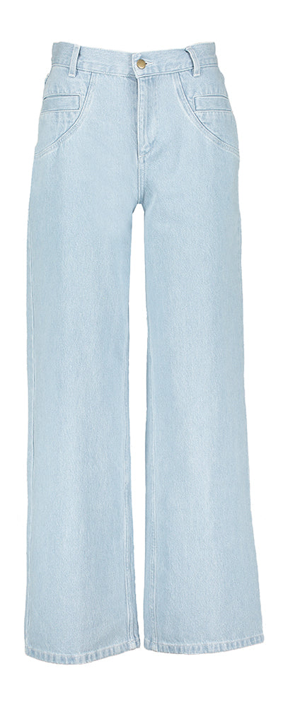 Lichtblauwe straight fit jeans met streep op achterbeen Song Indee