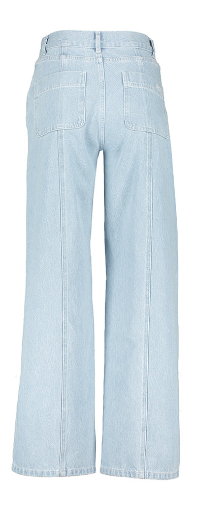 Lichtblauwe straight fit jeans met streep op achterbeen Song Indee