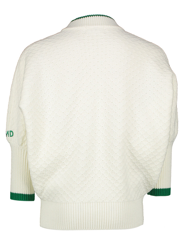 Pull oversize écru structuré avec détails en grenat Sanaa Indee